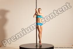 Underwear Gymnastic poses Woman White Moving poses Slim long blond Dynamic poses Academic